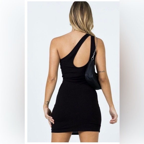 NWOT Princess Polly Tiller Ribbed Black Mini Dress Size 4 - Picture 4 of 11